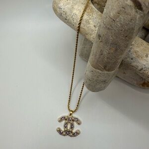 Chanel Gold and Purple Pendant Repurposed Necklace